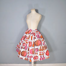 Load image into Gallery viewer, 50s 60s SPORTAVILLE PINK MELON PEAR FLOWER VASE NOVELTY FRUIT SKIRT - 27&quot;