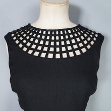 Load image into Gallery viewer, 60s NEUSTETERS BLACK WIGGLE CAGE NECK DRESS - XS