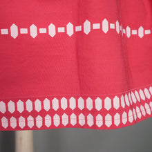 Load image into Gallery viewer, 50s 60s CRANBERRY PINK GEOMETRIC PATTERN COTTON DAY DRESS - S