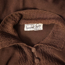 Load image into Gallery viewer, 40s MARSHALL AND SNELGROVE CHESTNUT BROWN FINE KNIT CROPPED JUMPER TOP - XS-S