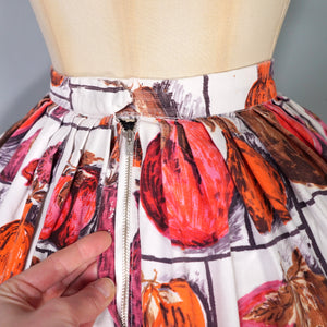 50s 60s SPORTAVILLE PINK MELON PEAR FLOWER VASE NOVELTY FRUIT SKIRT - 27"