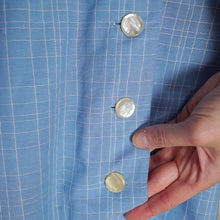 Load image into Gallery viewer, 50s 60s TOWN-N-TRAVEL LIGHT BLUE BUTTON THROUGH FITTED COTTON DRESS - M