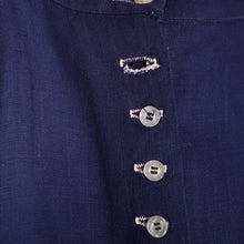 Load image into Gallery viewer, 40s 50s WOVEN NAVY A-LINE  MIDI SKIRT WITH ALL THE BUTTONS - 26"