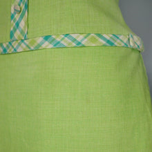 Load image into Gallery viewer, 60s LIME GREEN PLAID TRIM ROMPER MINI MOD DRESS - S