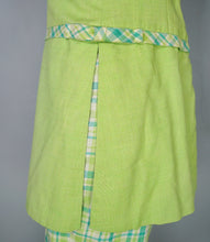 Load image into Gallery viewer, 60s LIME GREEN PLAID TRIM ROMPER MINI MOD DRESS - S