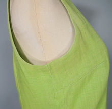 Load image into Gallery viewer, 60s LIME GREEN PLAID TRIM ROMPER MINI MOD DRESS - S