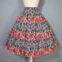 Load image into Gallery viewer, 50s HANDMADE RED FLORAL FULL COTTON SWING SKIRT - 29.5"