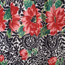 Load image into Gallery viewer, 50s HANDMADE RED FLORAL FULL COTTON SWING SKIRT - 29.5"