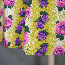 Load image into Gallery viewer, 50s HYVOGUE LIGHT GREEN COTTON DRESS WITH PINK AND PURPLE ROSE PRINT - M