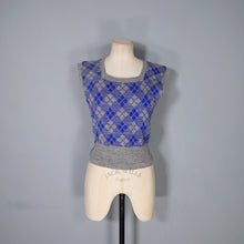 Load image into Gallery viewer, 40s SIDE BUTTONED BLUE AND GREY WOOL TANK TOP / JUMPER - S-M