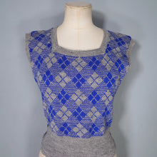 Load image into Gallery viewer, 40s SIDE BUTTONED BLUE AND GREY WOOL TANK TOP / JUMPER - S-M