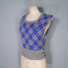 Load image into Gallery viewer, 40s SIDE BUTTONED BLUE AND GREY WOOL TANK TOP / JUMPER - S-M
