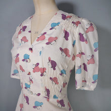 Load image into Gallery viewer, 60s 70s "ETAM" NOVELTY DECO LADY WITH HAT FACE PRINT DRESS - S