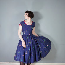 Load image into Gallery viewer, 50s BLUE AND PINK FLORAL PRINT R&amp;K ORIGINALS FULL SKIRTED DRESS - XS