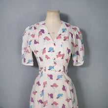 Load image into Gallery viewer, 60s 70s "ETAM" NOVELTY DECO LADY WITH HAT FACE PRINT DRESS - S
