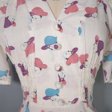 Load image into Gallery viewer, 60s 70s "ETAM" NOVELTY DECO LADY WITH HAT FACE PRINT DRESS - S