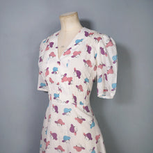 Load image into Gallery viewer, 60s 70s "ETAM" NOVELTY DECO LADY WITH HAT FACE PRINT DRESS - S