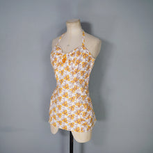 Load image into Gallery viewer, 50s YELLOW PRINTED FULL SKIRT AND BUSTIER TOP TWO PIECE SET - S