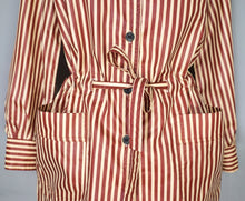Load image into Gallery viewer, 70s YELLOW AND BROWN STRIPE LIGHTWEIGHT DRAWSTRING MAC JACKET - M