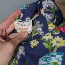 Load image into Gallery viewer, 50s ST MICHAEL NAVY BLUE AND COLOURFUL FLORAL PRINT COTTON DAY DRESS - M