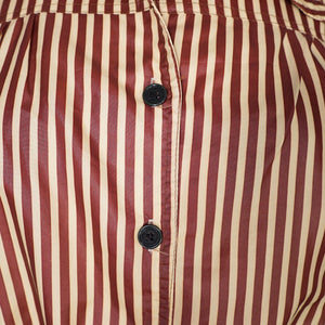 70s YELLOW AND BROWN STRIPE LIGHTWEIGHT DRAWSTRING MAC JACKET - M