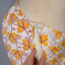 Load image into Gallery viewer, 50s YELLOW PRINTED FULL SKIRT AND BUSTIER TOP TWO PIECE SET - S