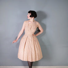 Load image into Gallery viewer, 60s PEACH DAY DRESS AND CROPPED BOLERO WITH RAINBOW FLECKS - L