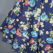 Load image into Gallery viewer, 50s ST MICHAEL NAVY BLUE AND COLOURFUL FLORAL PRINT COTTON DAY DRESS - M