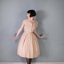 Load image into Gallery viewer, 60s PEACH DAY DRESS AND CROPPED BOLERO WITH RAINBOW FLECKS - L
