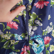 Load image into Gallery viewer, 50s ST MICHAEL NAVY BLUE AND COLOURFUL FLORAL PRINT COTTON DAY DRESS - M