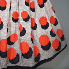 Load image into Gallery viewer, 50s HANDMADE BOLD BLACK AND RED DOT BORDER PRINT DAY DRESS - M