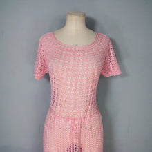 Load image into Gallery viewer, VINTAGE BRIGHT PINK SEE THROUGH CROCHET SUMMER DRESS - M