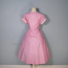 Load image into Gallery viewer, 50s VICKY VAUGN DUSKY PINK TEA DRESS WITH LACE AND RHINESTONES - M