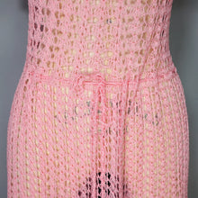 Load image into Gallery viewer, VINTAGE BRIGHT PINK SEE THROUGH CROCHET SUMMER DRESS - M