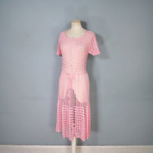 Load image into Gallery viewer, VINTAGE BRIGHT PINK SEE THROUGH CROCHET SUMMER DRESS - M