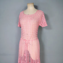 Load image into Gallery viewer, VINTAGE BRIGHT PINK SEE THROUGH CROCHET SUMMER DRESS - M