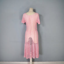 Load image into Gallery viewer, VINTAGE BRIGHT PINK SEE THROUGH CROCHET SUMMER DRESS - M
