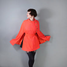 Load image into Gallery viewer, 70s WM. HENGERER LUMINOUS RED MILITARY STYLE CAPE COAT WITH BELT - M-L