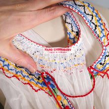 Load image into Gallery viewer, 1940s HAND EMBROIDERED HUNGARIAN GAUZE COTTON DRESS - S