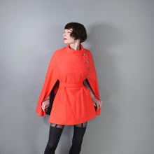 Load image into Gallery viewer, 70s WM. HENGERER LUMINOUS RED MILITARY STYLE CAPE COAT WITH BELT - M-L