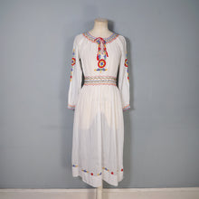 Load image into Gallery viewer, 1940s HAND EMBROIDERED HUNGARIAN GAUZE COTTON DRESS - S