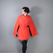 Load image into Gallery viewer, 70s WM. HENGERER LUMINOUS RED MILITARY STYLE CAPE COAT WITH BELT - M-L
