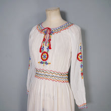 Load image into Gallery viewer, 1940s HAND EMBROIDERED HUNGARIAN GAUZE COTTON DRESS - S