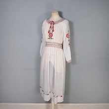 Load image into Gallery viewer, 1940s HAND EMBROIDERED HUNGARIAN GAUZE COTTON DRESS - S