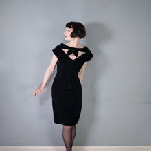 Load image into Gallery viewer, 80s DOES 50s NIAGARA STYLE CUT OUT NECK VELVET WIGGLE DRESS - S-M