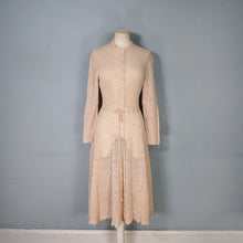 Load image into Gallery viewer, 70s APRICOT PASTEL ORANGE LONG SLEEVED CROCHET DRESS - S-M