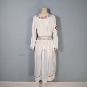 1940s HAND EMBROIDERED HUNGARIAN GAUZE COTTON DRESS - S