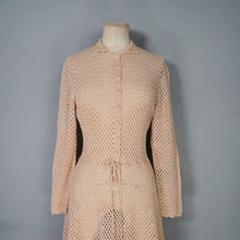 Load image into Gallery viewer, 70s APRICOT PASTEL ORANGE LONG SLEEVED CROCHET DRESS - S-M