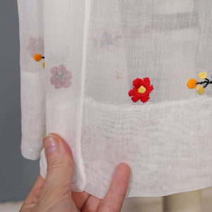 1940s HAND EMBROIDERED HUNGARIAN GAUZE COTTON DRESS - S