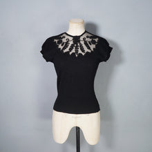 Load image into Gallery viewer, 50s GOTHIC "MILADI-ANN" FINE KNIT JUMPER TO WITH MESH AND SOUTACHE - XS-S